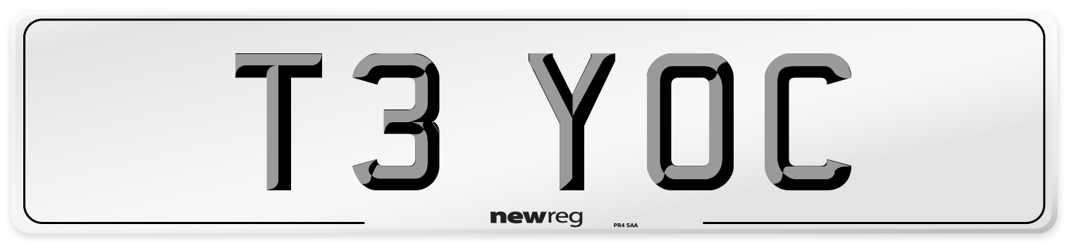T3 YOC Number Plate from New Reg